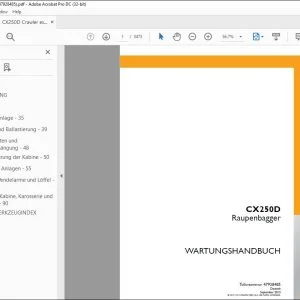 Case CX250D Raupenbagger WARTUNGSHANDBUCH 47928485 - PDF DOWNLOAD (German)