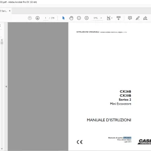 Case CX26B CX30B Series 2 Mini Escavatore MANUALE D’ISTRUZIONI 47530033 - PDF DOWNLOAD (Italian)
