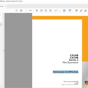 Case CX26B CX30B Series 2 Mini Escavatore   MANUALE D’OFFICINA 84563195B - PDF DOWNLOAD (Italian)