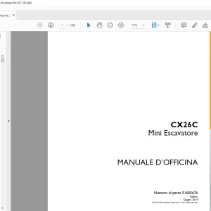 Case CX26C Mini Escavatore MANUALE D’OFFICINA 51605676 - PDF DOWNLOAD(Italian)