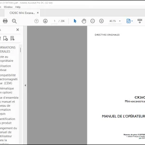 Case CX26C Mini-excavatrice MANUEL DE L’OPÉRATEUR(51597000) - PDF DOWNLOAD (French)
