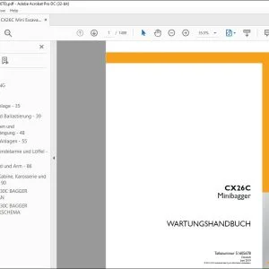 Case CX26C Minibagger WARTUNGSHANDBUCH 51605678 - PDF DOWNLOAD (German)