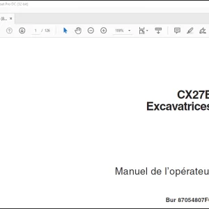 Case CX27B Excavatrices Manuel de l’opérateur(87054807FC)  - PDF DOWNLOAD (French)