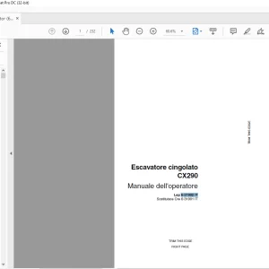 Case CX290 Escavatore cingolato Manuale dell'operatore 6-31902 IT - PDF DOWNLOAD (Italian)