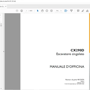 Case  CX290D Escavatore cingolato MANUALE D’OFFICINA 48155076 - PDF DOWNLOAD(Italian)