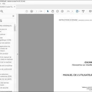 Case CX290D Excavatrice sur chenilles MANUEL DE L’UTILISATEUR 48139164 - PDF DOWNLOAD (French)