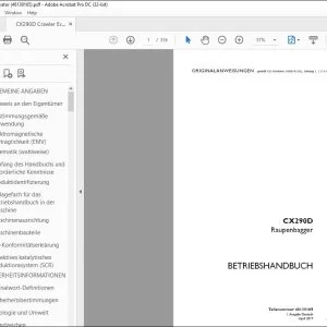 Case CX290D Raupenbagger BETRIEBSHANDBUCH 48139165 - PDF DOWNLOAD (German)