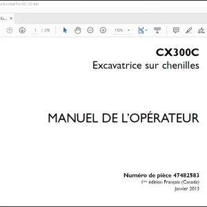 Case CX300C Excavatrice sur chenilles MANUEL DE L’OPÉRATEUR(47482583) - PDF DOWNLOAD (French)