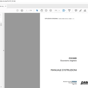 Case CX300D Escavatore cingolato MANUALE D’ISTRUZIONI 47878429 - PDF DOWNLOAD (Italian)