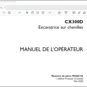 Case CX300D Excavatrice sur chenilles MANUEL DE L’OPÉRATEUR(90386156) - PDF DOWNLOAD (French)