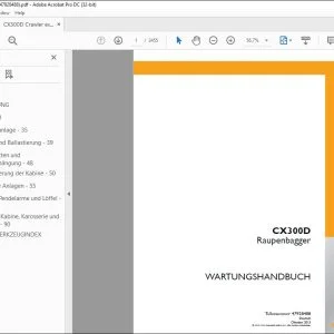 Case CX300D Raupenbagger WARTUNGSHANDBUCH 47928488 - PDF DOWNLOAD (German)