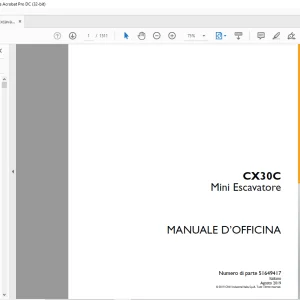 Case CX30C Mini Escavatore MANUALE D’OFFICINA 51649417 - PDF DOWNLOAD(Italian)