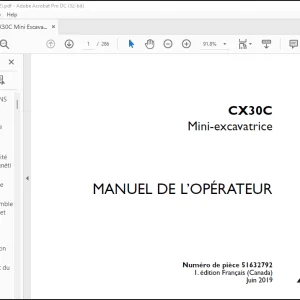 Case CX30C Mini-excavatrice MANUEL DE L’OPÉRATEUR(51632792)  - PDF DOWNLOAD (French)