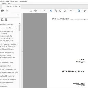 Case CX30C Minibagger BETRIEBSHANDBUCH 51632743 - PDF DOWNLOAD (German)