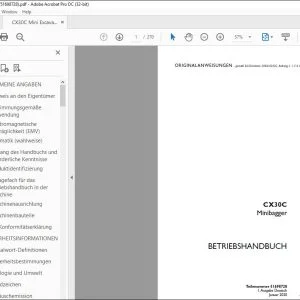 Case CX30C Minibagger BETRIEBSHANDBUCH 51698728 - PDF DOWNLOAD (German)