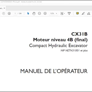 Case CX31B Moteur niveau 4B (final) Compact Hydraulic Excavator MANUEL DE L’OPÉRATEUR(S2PW00049ZE03-CA) - PDF DOWNLOAD  (French)