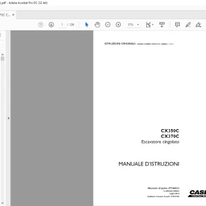 Case CX350C CX370C Escavatore cingolato MANUALE D’ISTRUZIONI 47740833 - PDF DOWNLOAD (Italian)