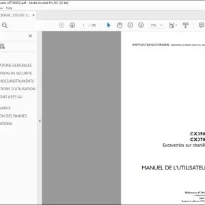 Case CX350C CX370C Excavatrice sur chenilles MANUEL DE L’UTILISATEUR 47740832 - PDF DOWNLOAD (French)