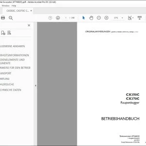 Case CX350C CX370C Raupenbagger BETRIEBSHANDBUCH 47740835 - PDF DOWNLOAD (German)