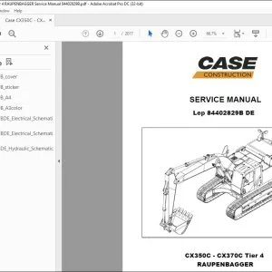 Case CX350C - CX370C Tier 4 RAUPENBAGGER Service Manual 84402829B - PDF DOWNLOAD (German)