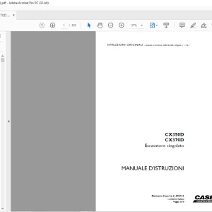 Case CX350D CX370D Escavatore cingolato MANUALE D’ISTRUZIONI 51490744 - PDF DOWNLOAD (Italian)