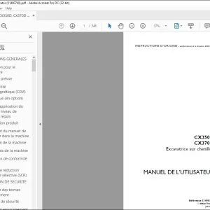 Case CX350D CX370D Excavatrice sur chenilles MANUEL DE L’UTILISATEUR 51490740 - PDF DOWNLOAD (French)