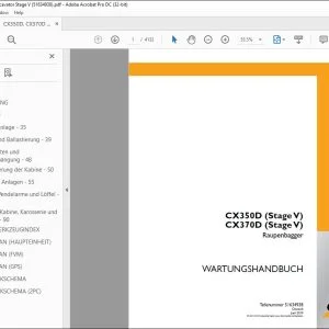 Case CX350D (Stage V) CX370D (Stage V) Raupenbagger WARTUNGSHANDBUCH 51634938 - PDF DOWNLOAD (German)