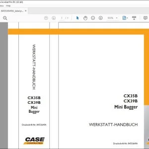 Case CX35B CX39B Mini Bagger WERKSTATT-HANDBUCH 84553649A - PDF DOWNLOAD (German)