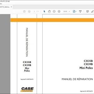 Case CX35B CX39B Mini Pelles MANUEL DE RÉPARATION 84553647A - PDF DOWNLOAD (French)