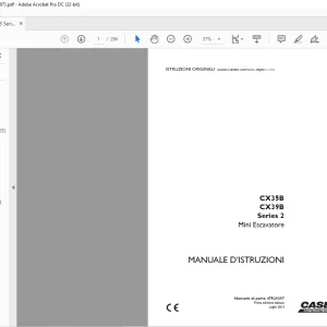 Case CX35B CX39B Series 2 Mini Escavatore MANUALE D’ISTRUZIONI 47529297 - PDF DOWNLOAD (Italian)