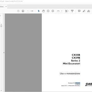 Case CX35B CX39B Series 2 Mini Escavatori Uso e manutenzione 84565438 - PDF DOWNLOAD (Italian)