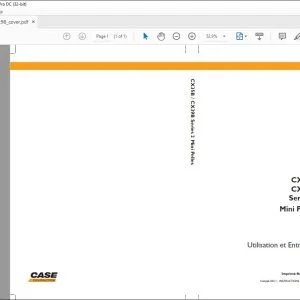 Case CX35B CX39B Series 2 Mini Pelles Utilisation et Entretien 84372298 - PDF DOWNLOAD (French)