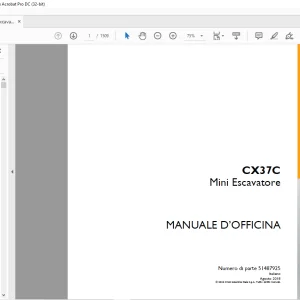 Case CX37C Mini Escavatore MANUALE D’OFFICINA 51487925 - PDF DOWNLOAD(Italian)
