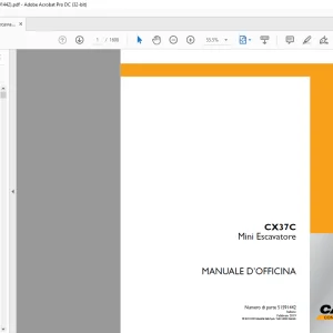 Case CX37C Mini Escavatore MANUALE D’OFFICINA 51591442 - PDF DOWNLOAD (Italian)