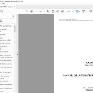 Case CX37C Mini Pelle MANUEL DE L’UTILISATEUR 51644606 - PDF DOWNLOAD (French)