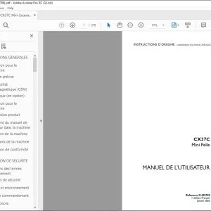 Case CX37C Mini Pelle MANUEL DE L’UTILISATEUR 51698798 - PDF DOWNLOAD (French)