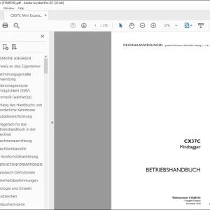 Case CX37C Minibagger BETRIEBSHANDBUCH 51566516 - PDF DOWNLOAD (German)