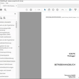 Case CX37C Minibagger BETRIEBSHANDBUCH 51644478 - PDF DOWNLOAD (German)