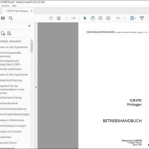Case CX37C Minibagger BETRIEBSHANDBUCH 51698730 - PDF DOWNLOAD (German)