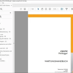 Case CX37C Minibagger WARTUNGSHANDBUCH 51591445 - PDF DOWNLOAD (German)