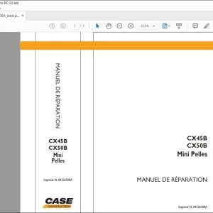 Case CX45B CX50B Mini Pelles MANUEL DE RÉPARATION 84526508A - PDF DOWNLOAD (French)