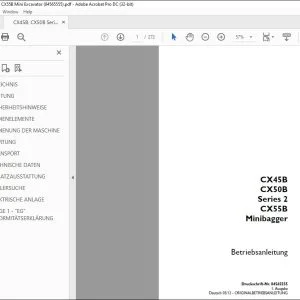 Case CX45B CX50B Series 2 CX55B Minibagger Betriebsanleitung 84565555 - PDF DOWNLOAD (German)