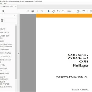 Case CX45B Series 2 CX50B Series 2 CX55B Mini Bagger WERKSTATT-HANDBUCH 84602447A - PDF DOWNLOAD (German)