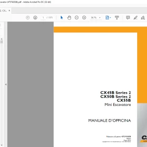 Case CX45B Series 2 CX50B Series 2 CX55B Mini Escavatore MANUALE D’OFFICINA 47574283B - PDF DOWNLOAD (Italian)