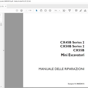 Case CX45B Series 2 CX50B Series 2 CX55B Mini Escavatori MANUALE DELLE RIPARAZIONI 84602441A - PDF DOWNLOAD (Italian)