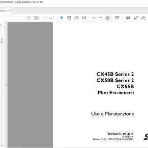 Case CX45B Series 2 CX50B Series 2 CX55B Mini Escavatori Uso e Manutenzione 84565554 - PDF DOWNLOAD (Italian)