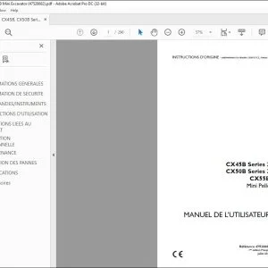 Case CX45B Series 2 CX50B Series 2 CX55B Mini Pelle MANUEL DE L’UTILISATEUR 47528682 - PDF DOWNLOAD (French)