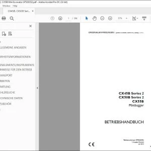 Case CX45B Series 2 CX50B Series 2 CX55B Minibagger BETRIEBSHANDBUCH 47528352 - PDF DOWNLOAD (German)