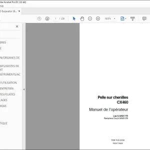 Case CX460 Pelle sur chenilles Manuel de l’opérateur 6-32521 FR - PDF DOWNLOAD (French)