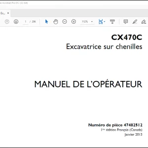 Case CX470C Excavatrice sur chenilles MANUEL DE L’OPÉRATEUR(47482512) - PDF DOWNLOAD (French)